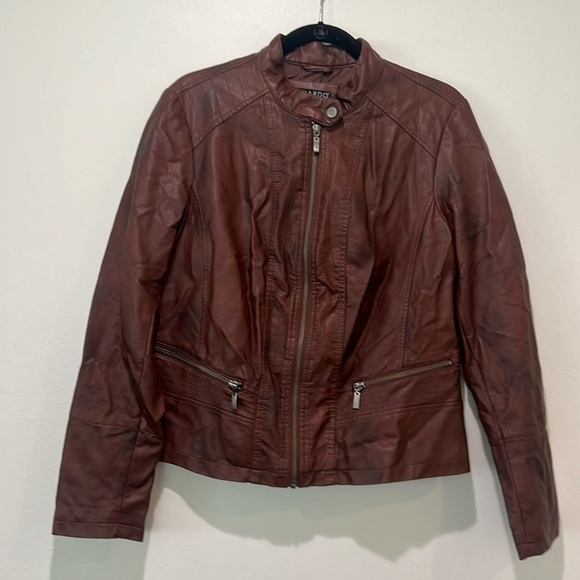 Bernardo Jackets & Blazers - Bernardo Women's Brown Cafe Racer Motorcycle Jacket Size Large